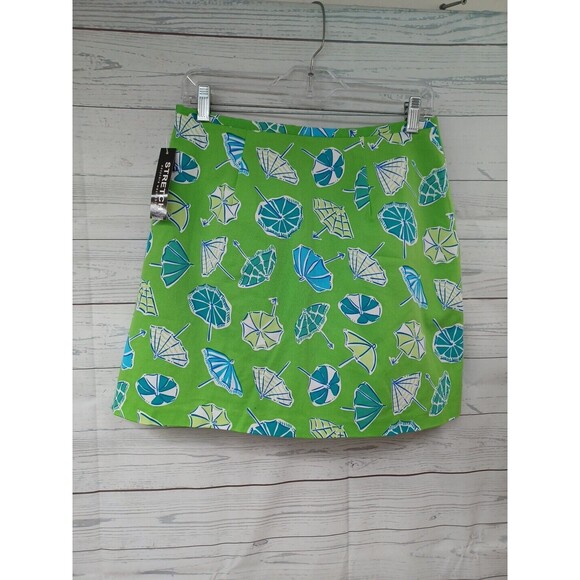 Briggs Novelty Print Umbrella Skorts Skirt Tennis High Waist Mini Sz 10 Green - Picture 2 of 9